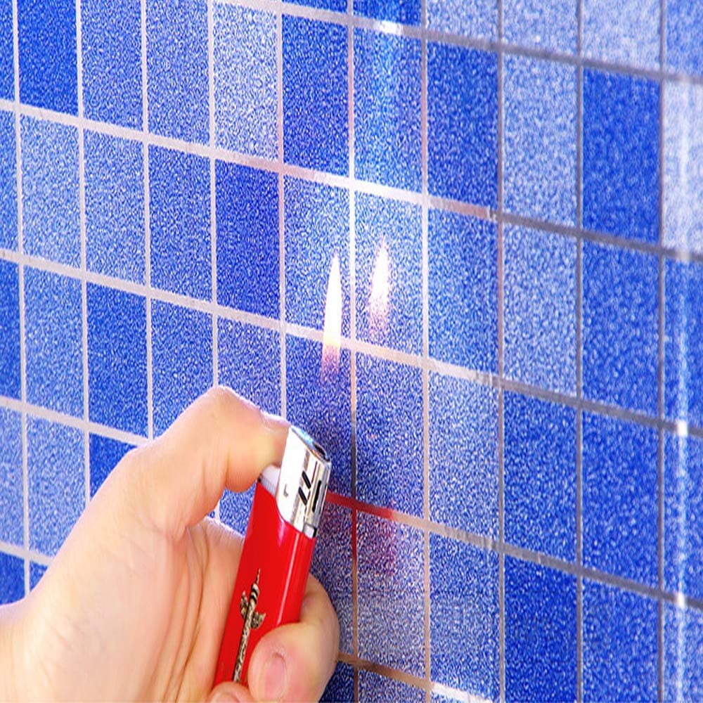 #50 Pvc Waterdichte Zelfklevende Behang Keuken Olie-Proof Badkamer Wc Muursticker Blauw Mozaïek Imitatie Patroon Sticker