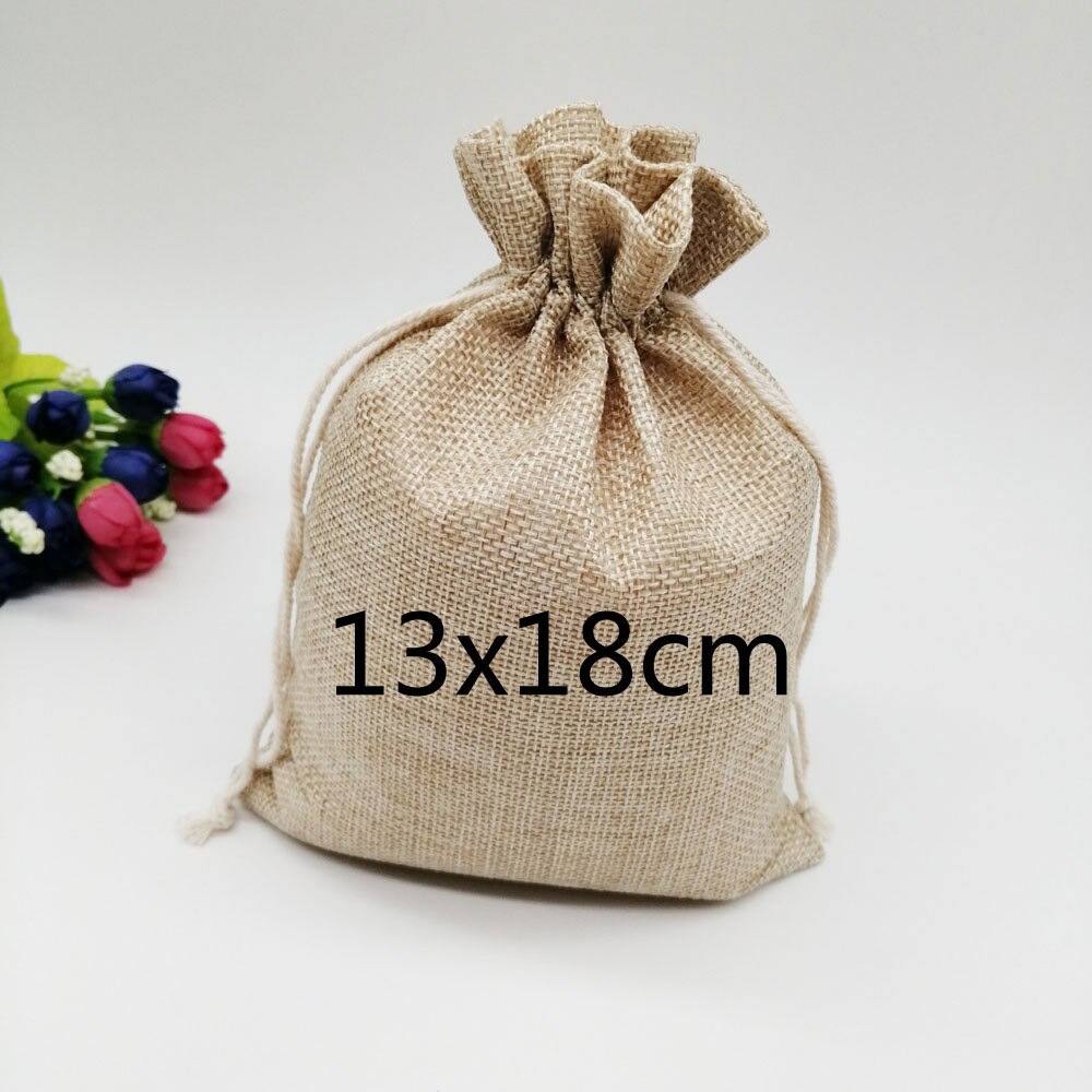 6pcs/lot Jute Bags Drawstring Pouch Box Packaging Bags For Linen Bags Jewelry Display Wedding Sack Burlap Bag Diy: 13x18cm