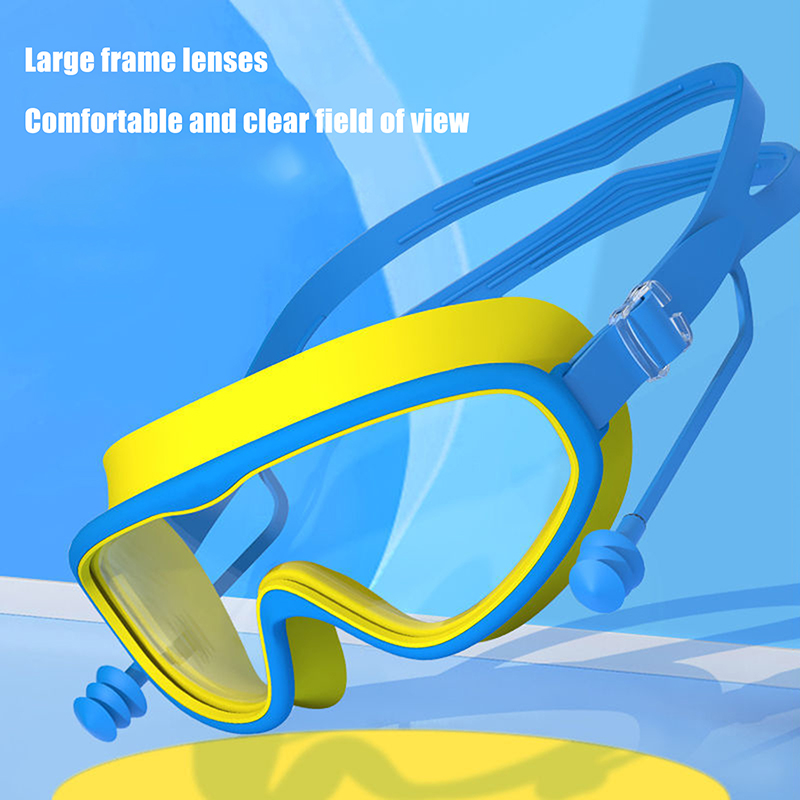 Swimming Goggles Silicone Swim Glasses Big Frame with Earplugs Men Women HD Anti-fog Eyewear Swimming Accessories
