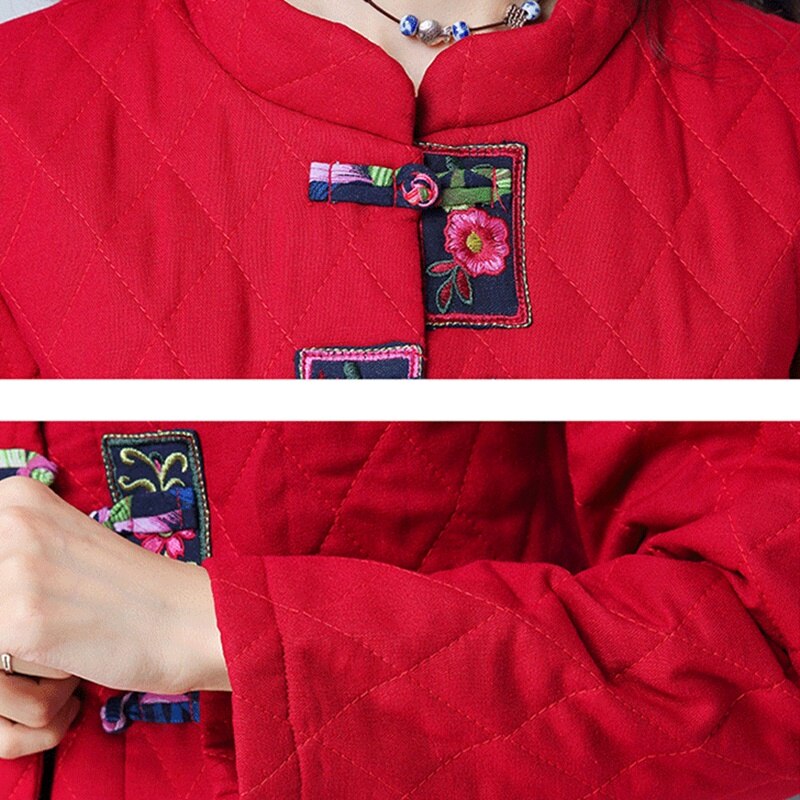 superiore Cheongsam cinesi per donna parka invernale cappotti In piedi bottone cappotti caldi giacca retrò codolo completo da uomo abbigliamento stile orientale 11689