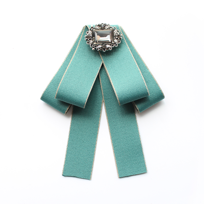 Corbata de lazo de cristal para mujer, corbatas de tela de estilo británico, Retro, arte de tela, Tops, blusa, camisa, accesorios, novedad: 9