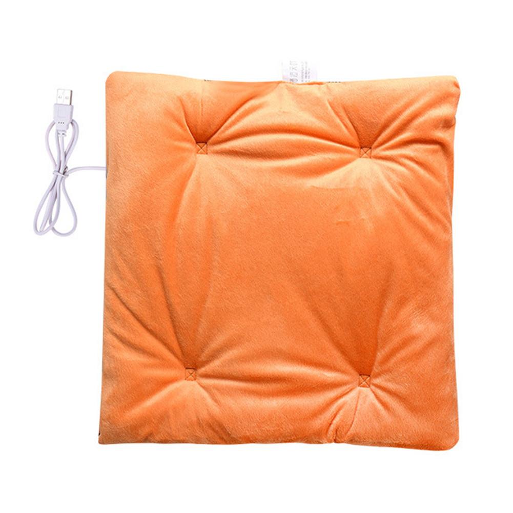 Winter Electric Heating Pad Soft Fleece USB Charging Portable Heated Cushion Home Office Chair Driving Travelling Cold Weather: Yellow