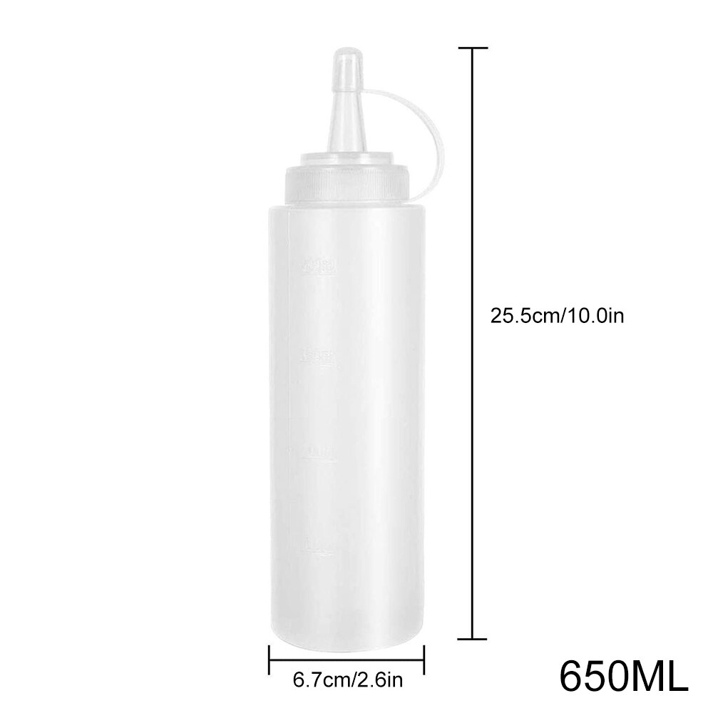 10Pcs Knijpt Flessen Plastic Knijpt Saus Flessen Met Caps Ketchup Salade Dressing Fles M56: 650ml