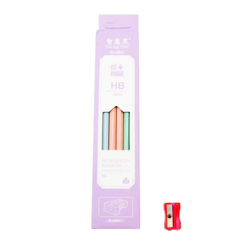 12pcs Student standard pencil Student school pen environmental plastic Shell HB Pencil Learning office stationery supplies: B