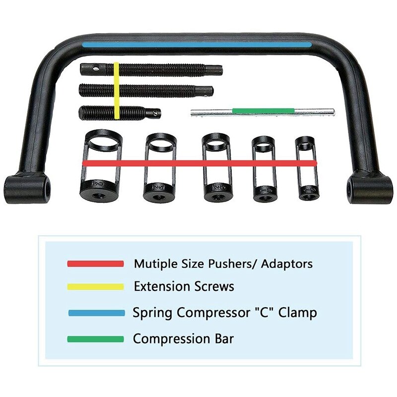 Engine Overhead Solid Valve Spring Compressor Automotive Tool C Clamp Service Set-10 Pieces
