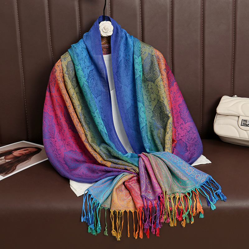 Bufanda de Cachemira de de lujo para mujer, chal y chales cálidos estampados para invierno, Pashmina, Bandana larga de Jacquard, Paisley, 2024: Rosa