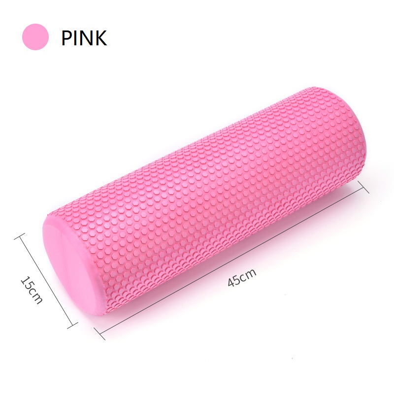 45/60/90*15 Cm Effen Yoga Kolom Blok Eva Pilates Yoga Foam Roller Fitness Training Massage Roller Stok gym Sport Tool: Pink 45cm