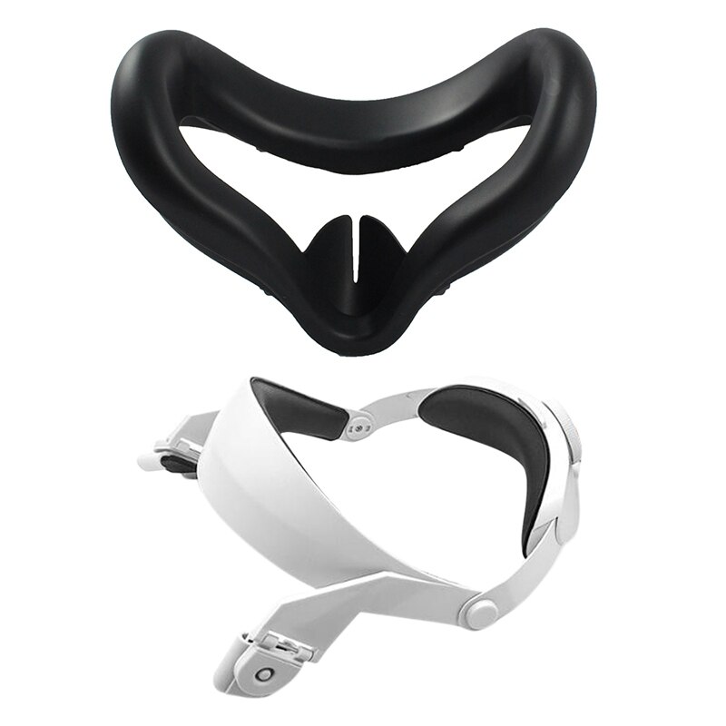 1 Pcs Verstelbare Halo Head Strap & 1 Pcs Anti Zweet Zachte Siliconen Eye Cover Eye Pad Zwart: Default Title
