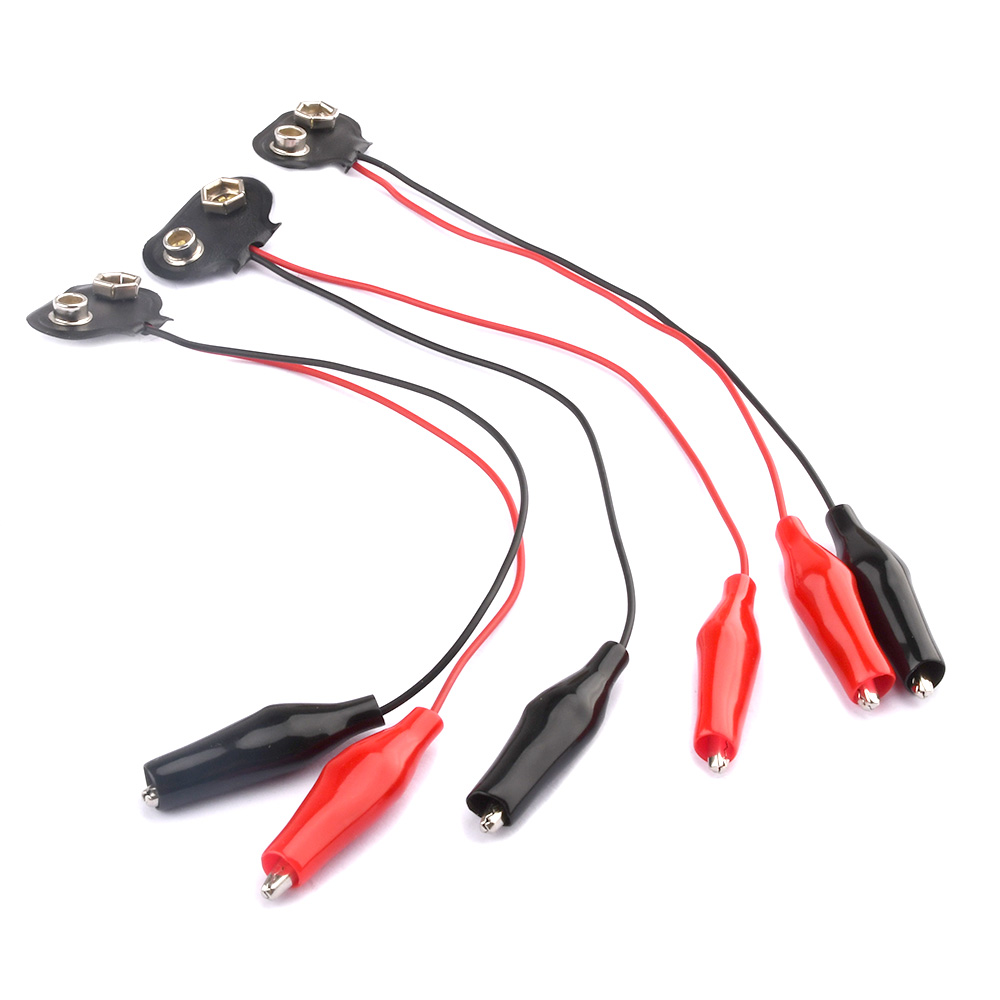 3 stücke 9V Batterie Energie Stecker schnappen Clip Adapter T-typ 9 V Dual Draht Halfter Kabel 9Volt 15cm 9V Batterie Clip Doppel Alligator