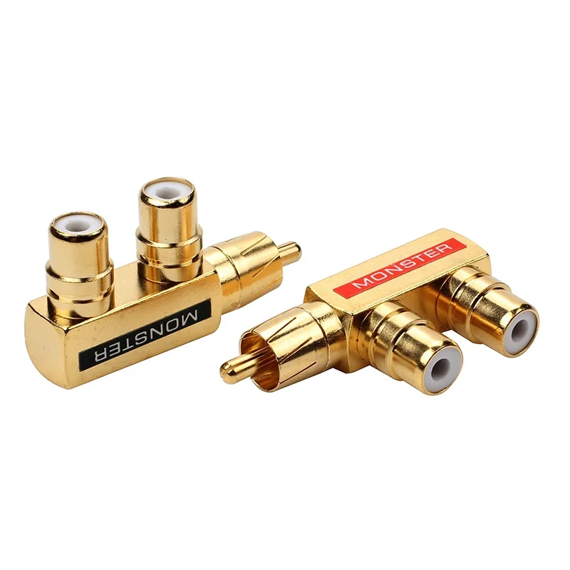 2/4/8Stck vergoldetes Kupfer AV Audio- Splitter Stecker RCA Adapter 1 Stecker auf 2 Buchse