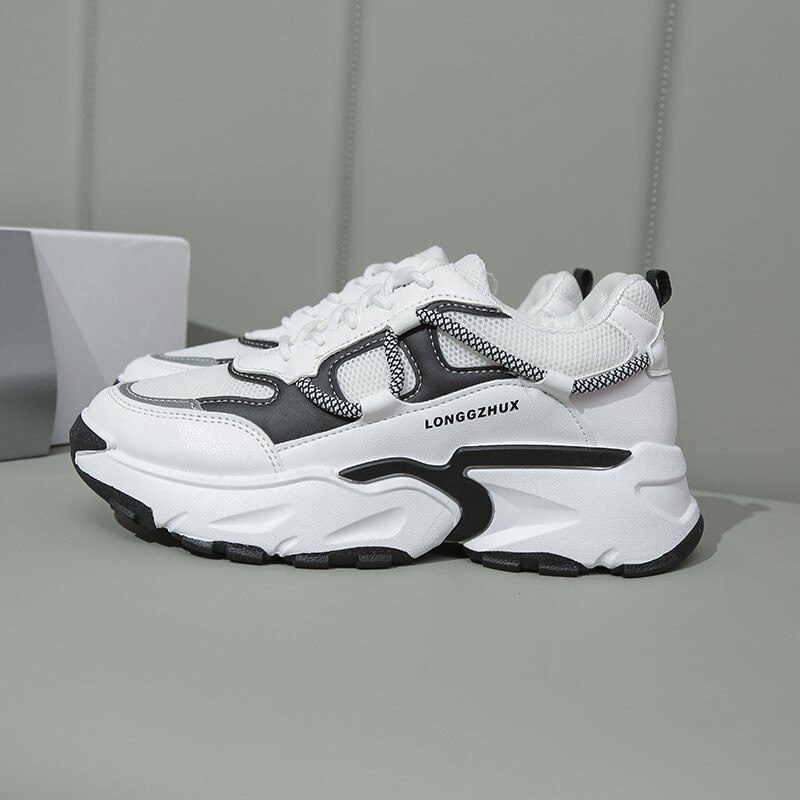 Chunky sneakers kvinder vulkaniserede sko platform sneakers dame træner flade sko mujer krydsbundet