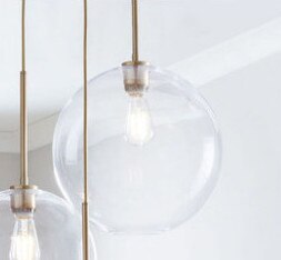 Moderne nordisk stue soveværelse sengebar spisestue glas hængende lampe lys luksus glas kugle vedhængslampe: Klar / Diameter 25cm