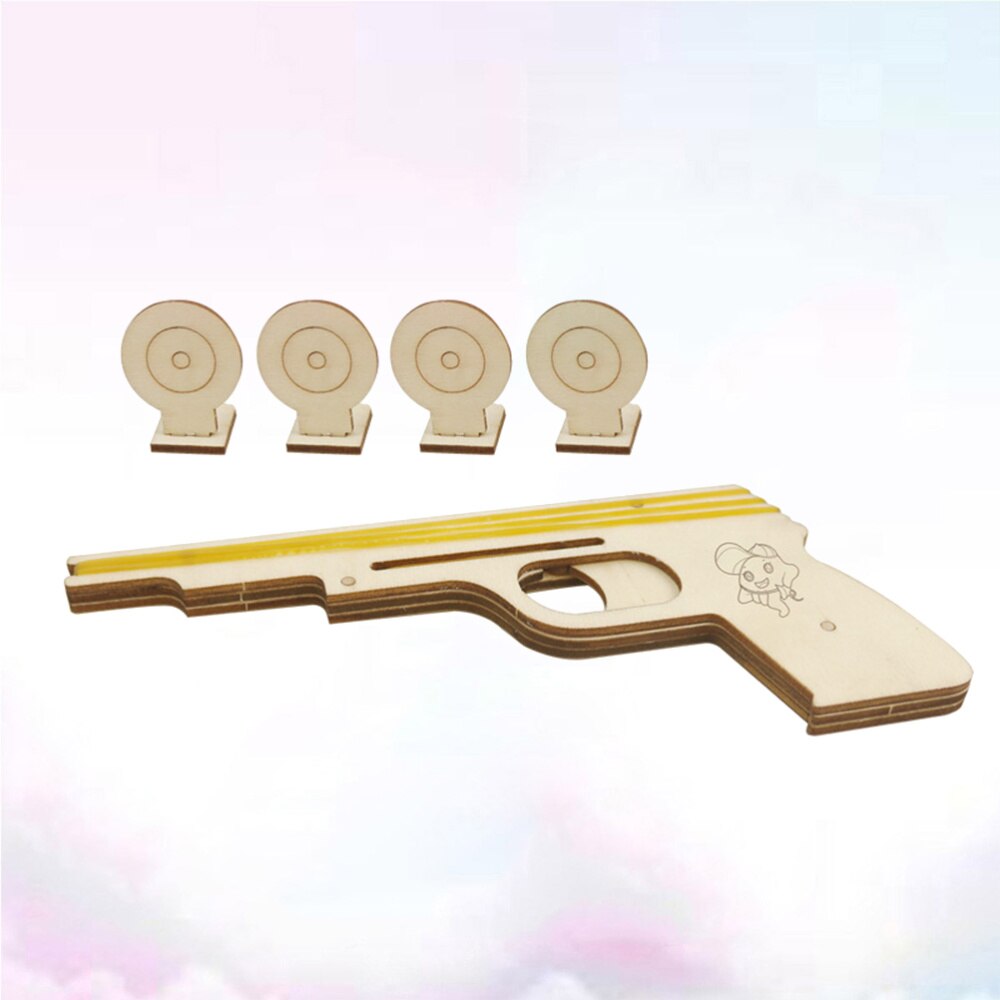 1 Set Rubber Band Shooter Retro Classic Wooden Assembled Launcher for Students Children: Default Title