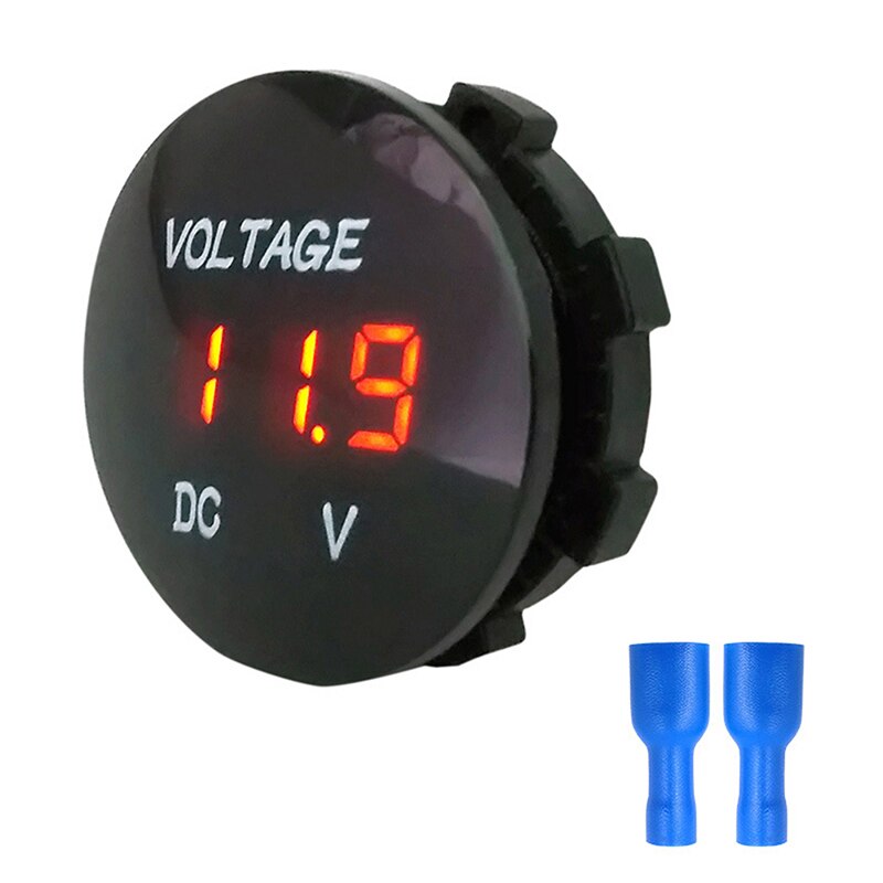 5 kleuren beler Voltmeter Meter Mini DC 12 V-24 V Waterdichte Ronde Panel LED Digitale Display Motor Auto ATV voltmeter meter