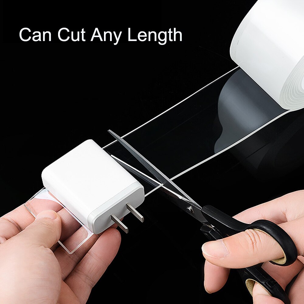 Cinta Nano transparente de doble cara para hogar, cinta adhesiva impermeable reutilizable, transparente, 1M/3M/5M, Gekkotape