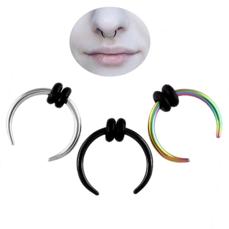 Anneaux de nez en acier chirurgical 16G/14G, forme de C, Septum, or noir, Rose, or, Helix Tragus, paillettes de nez