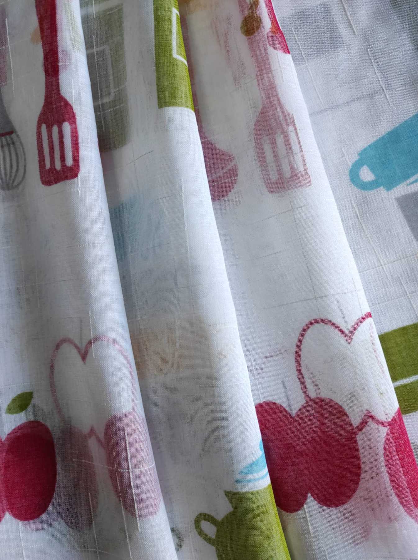 Cortina de Cocina visillo Estampados con Presillas Translucidas para Decoración de Ventanas, fino.