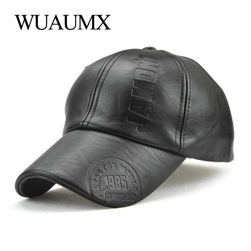 Wuaumx Pu Baseball Cap Voor Mannen Solid Faux Leather Cap Herfst Winter Mannen Baseball Hoed Trucker Cap street Wear