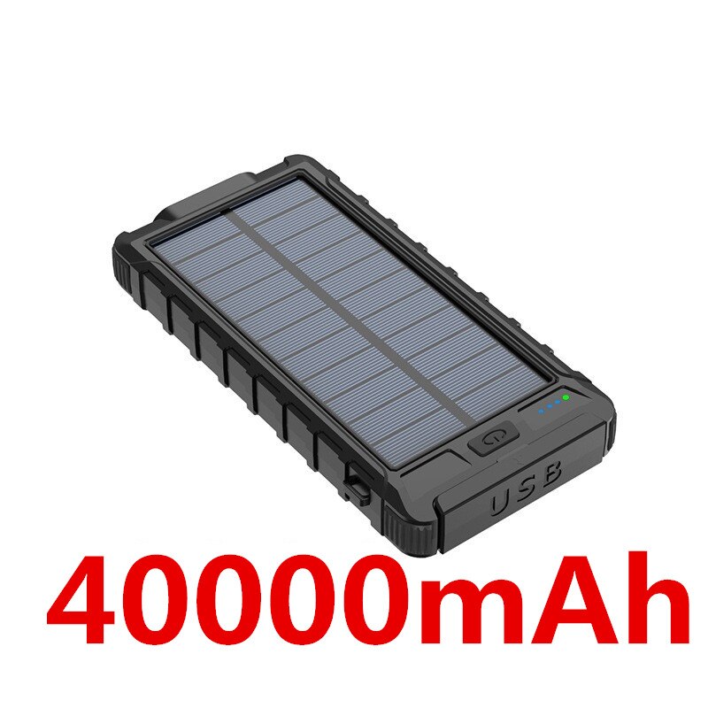 Solar- Energie Bank 80000mAh Tragbare Ladung Energie Bank Externe Batterie Ladegerät Energie Bank Für iPhone 12 Profi Xiaomi Huawei: schwarz-40000mAh