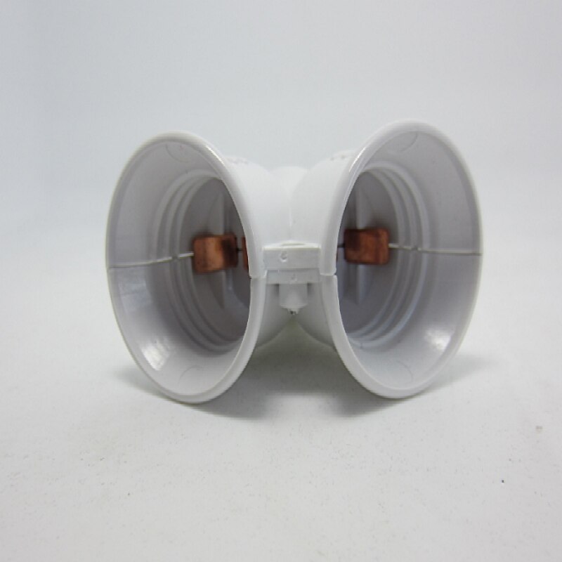 Whole 5PSC 1 to 2 Lamp Holder Bulb Holder Dual Double 2X E27 Socket Base Extend Splitter Plug Copper Contact Adapter