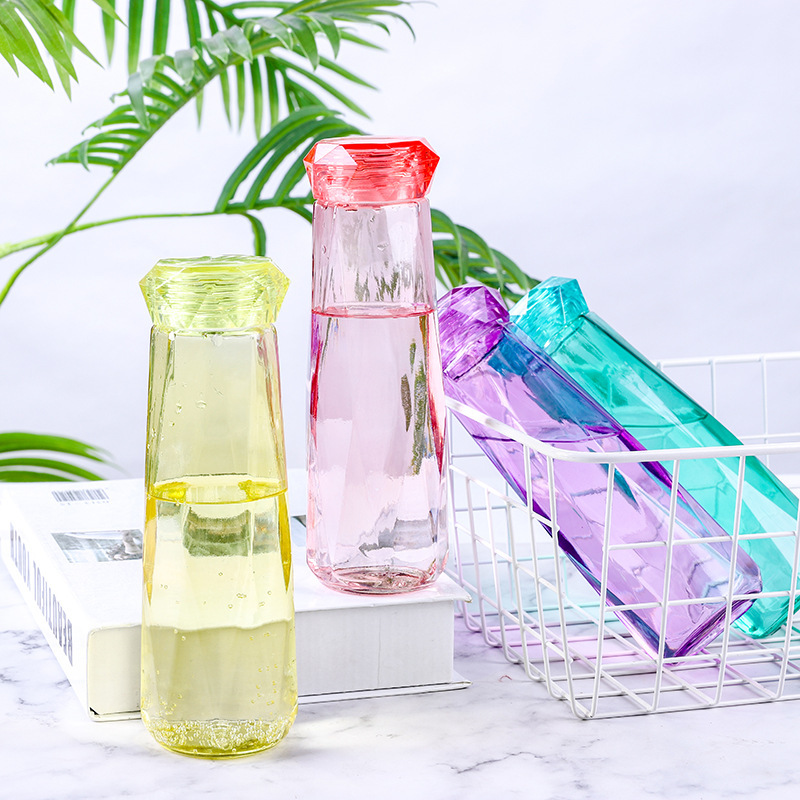 Fairy-botella de agua con diamantes de cristal para niñas, botella deportiva de cristal de 420ML, a prueba de fugas, para viajes al aire libre
