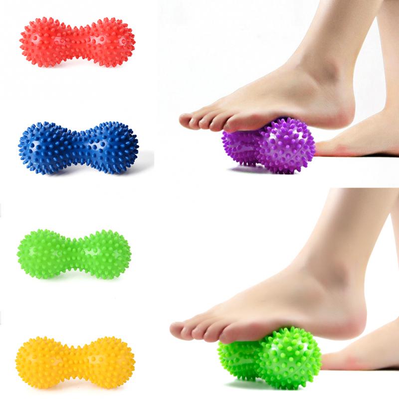 Jordnöts pvc yogatillbehör med taggar träning massage jordnötshandboll yoga fitnessboll uppblåst airbag jordnötsboll 6 färger