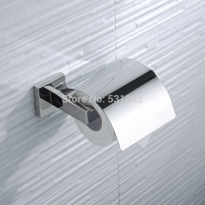 Toilet Paper Holder with Cover Wall Mount Paper Roll Holder SUS304 Stainless Steel Paper Roll Hanger Bathroom Paper Dispenser