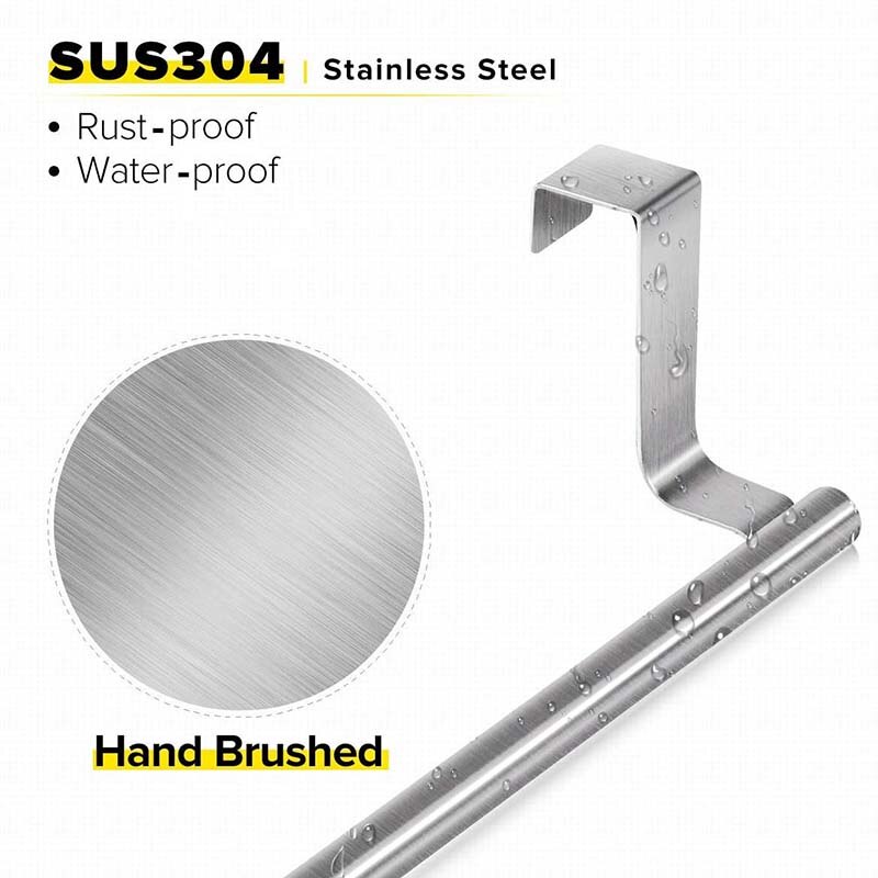 Stainless Steel Over Door Towel Rack Bar Holders for Universal Fit on Cabinet Cupboard Doors Pack of 2
