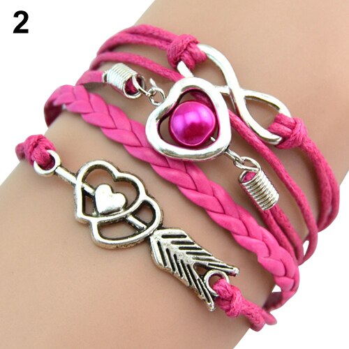 Retro cupidon flèche amour perles manchette Bracelet Faux cuir Style Simple Bracelet amoureux bijoux pour femmes brasalets