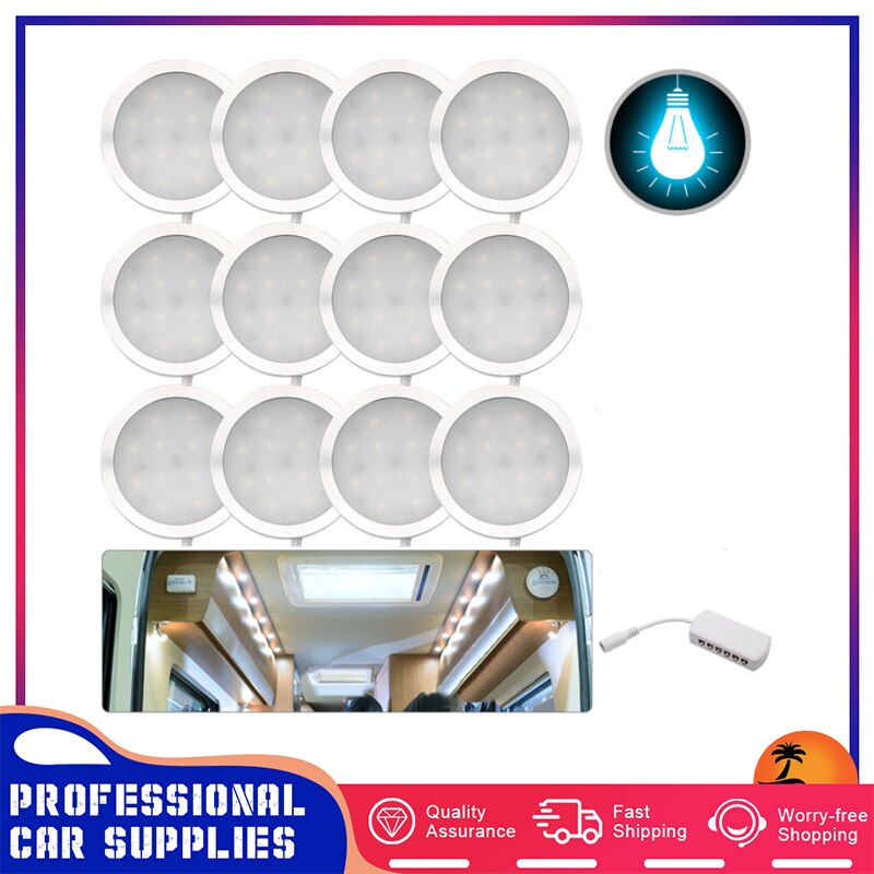 12x 12V Interior White LED Spot Lights 2.5W For VW T4 T5 Camper Van Caravan Motorhome Car White Lights 6500K