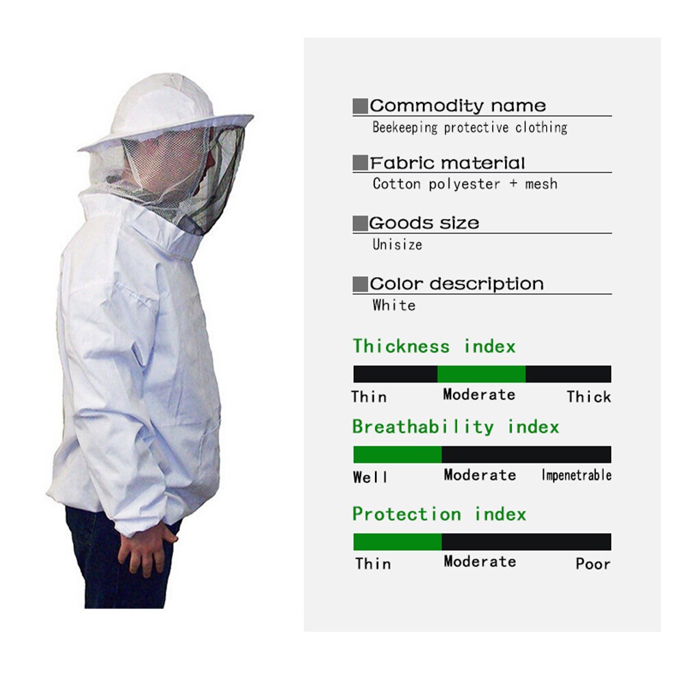 1 Pc Brand Bee Suit Unisex Smock Beekeeping Protective Jacket Veil Dress Suit With Pull Hat Smock Equipment