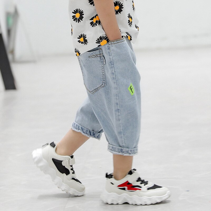 Pantalones cortos vaqueros para niños, Shorts informales de algodón sólido, holgados para playa de 110 a 160cm