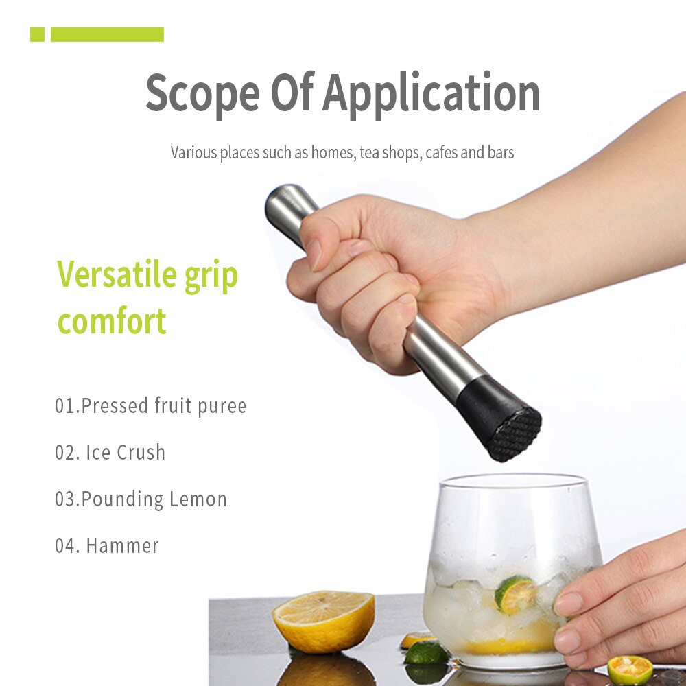 XYj Stainless Steel Wine Mixing Stick Cocktail Muddler Shaker Crushing Hammer DIY Drink Fruit Muddler Crushed Ice Barware Tool