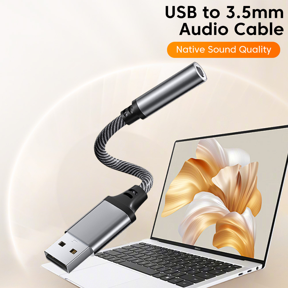 USB To 3.5MM Jack Audio Adapter Cable USB External Sound For PC Laptop Headphones Microphone Aux Converter USB A To 3.5 MM Jack