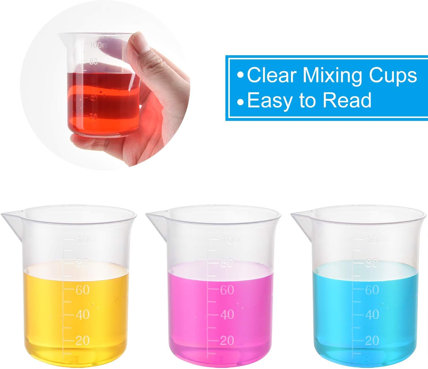 100ml Measuring Cup Transparent Plastic Scale Beaker Lab Chemical Laboratory Cups Resin Water Kitchen Baking Tools Container