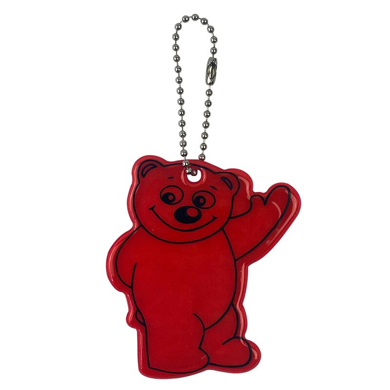 Sød bjørn reflekterende taske vedhæng pvc reflekterende nøgleringe bil nøgleringe tilbehør til trafiksikkerhed brug reflektor: Stor rød
