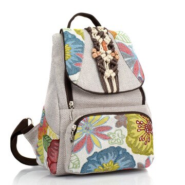 String Applicaties Vrouwen Reiziger Backrack! Leuk Bohemian Bloemen Prints Lady Cover Backruck Veelzijdige Vintage Rugzakken