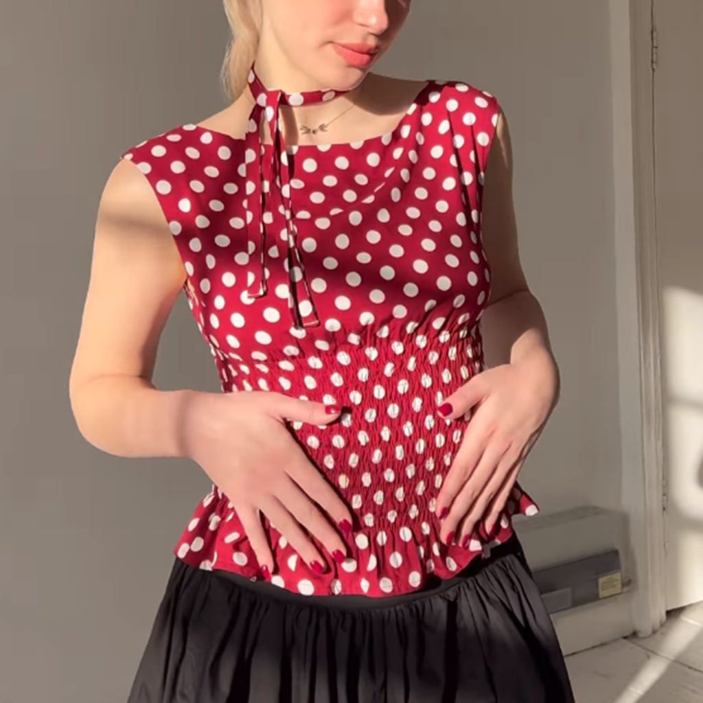 Combhasaki kvinder sommer  y2k vintage prikket print crop tanktops ærmeløse butterfly skulder bådhals smocked flæset slim fit vest