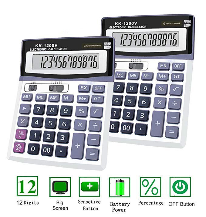 Large LCD Screen 12 Digits Electronic without Solar Desktop Calculator Multi-function Auto Power Off Calculadora