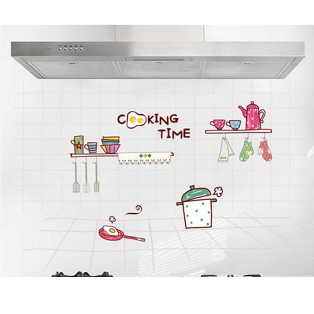 Kitchen Sticker Transparent Oil-proof Waterproof Self-adhesive Resistant Wall Sticker For Kitchen Stove Tile Cabinet: C