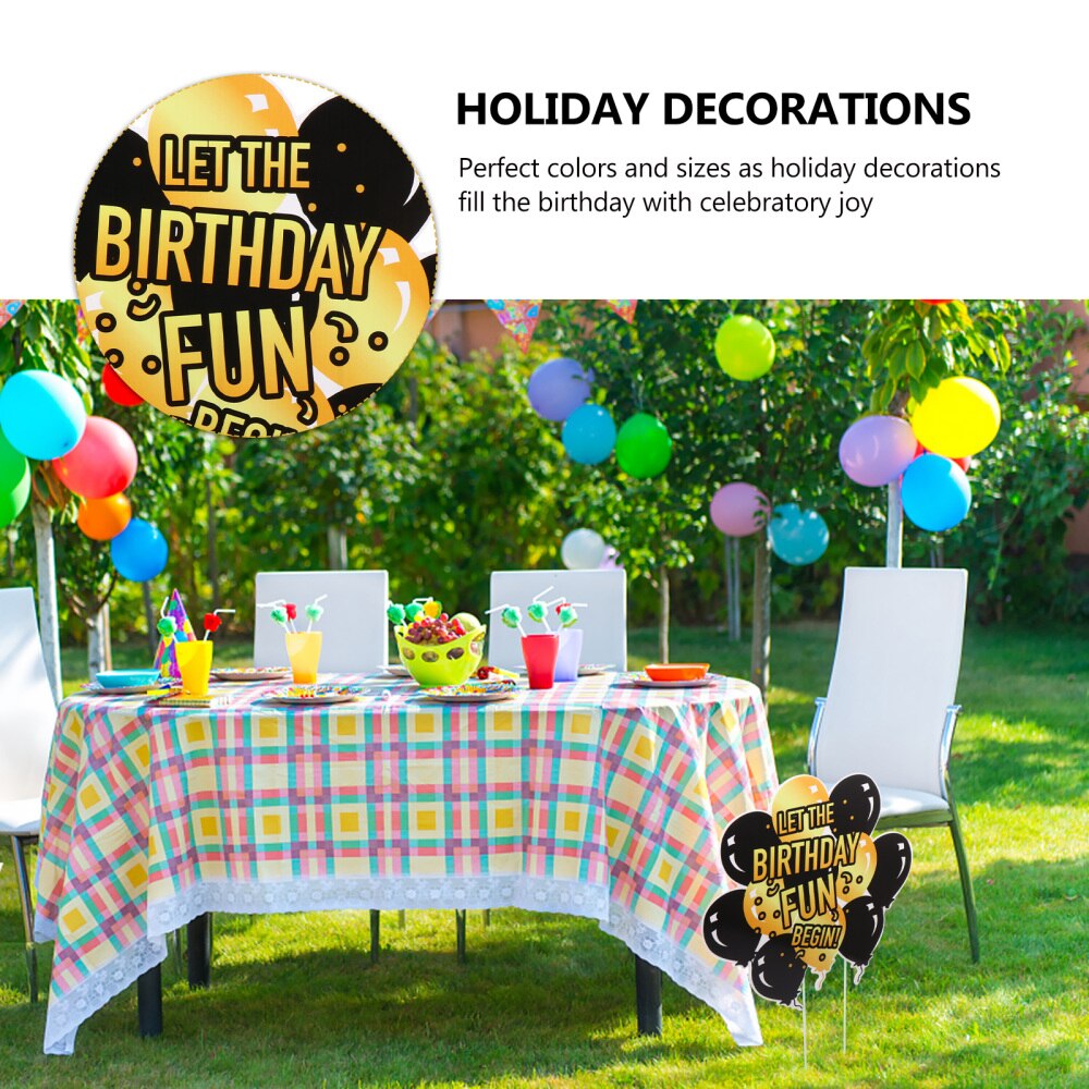 1pc Birthday Party Props Garden Hollow Board Insert Sign Lawn Sign