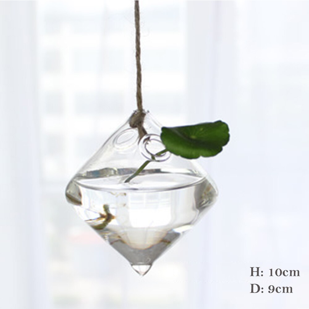 1Pcs Hanging Glass Vase Transparent Hydroponic Container Terrarium Flower Plant Pot Garden Home Wedding Decoration: 10