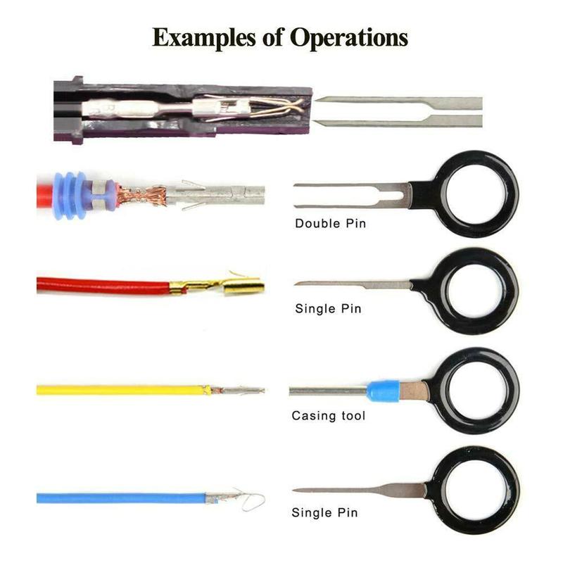 26pcs car plug terminal removal tool terminal pusher tool pick up harness terminal pin retract tool pin connector extractor term