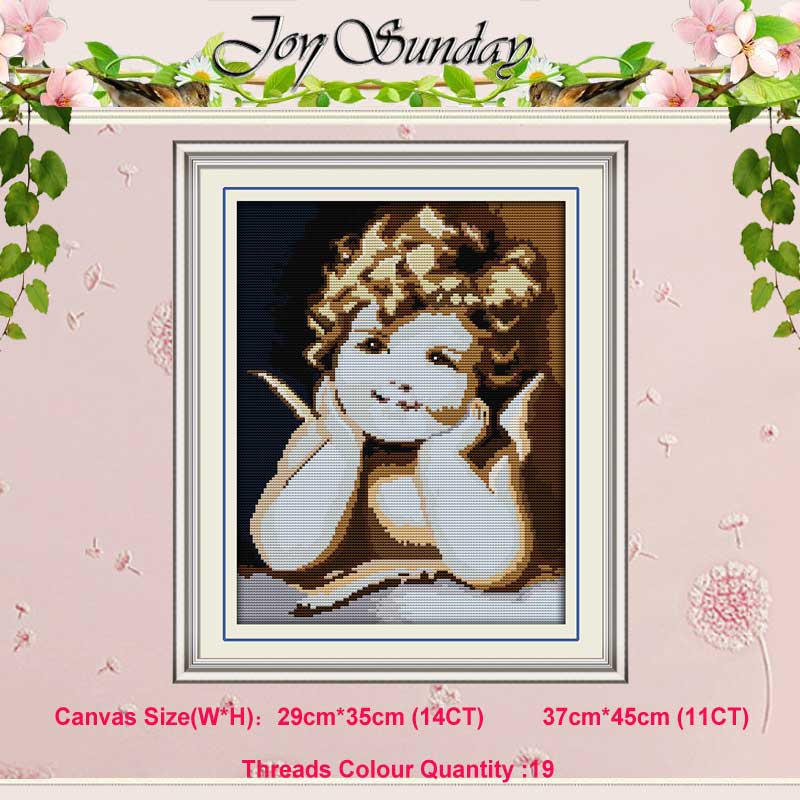 Angel Baby Girl Lover counted Cross Stitch 11CT 14CT Cross Stitch Set DIY Cross-stitch Kit Embroidery Needlework: Angel / 11CT picture printed