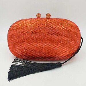 Bolso de noche naranja para mujer, bolsa de mano de cristal con borlas, bolsos con diamantes, de , bandolera mensajero de 14 colores: Naranja