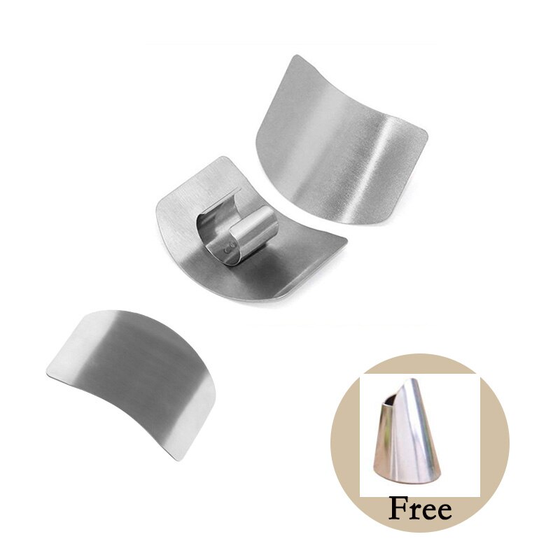 Finger Guard For Cutting Kitchen Tool Stainless Steel Finger Protector Adjustable Safe Slice Tool Cooking Gadgets: 3 pcs Finger Guard