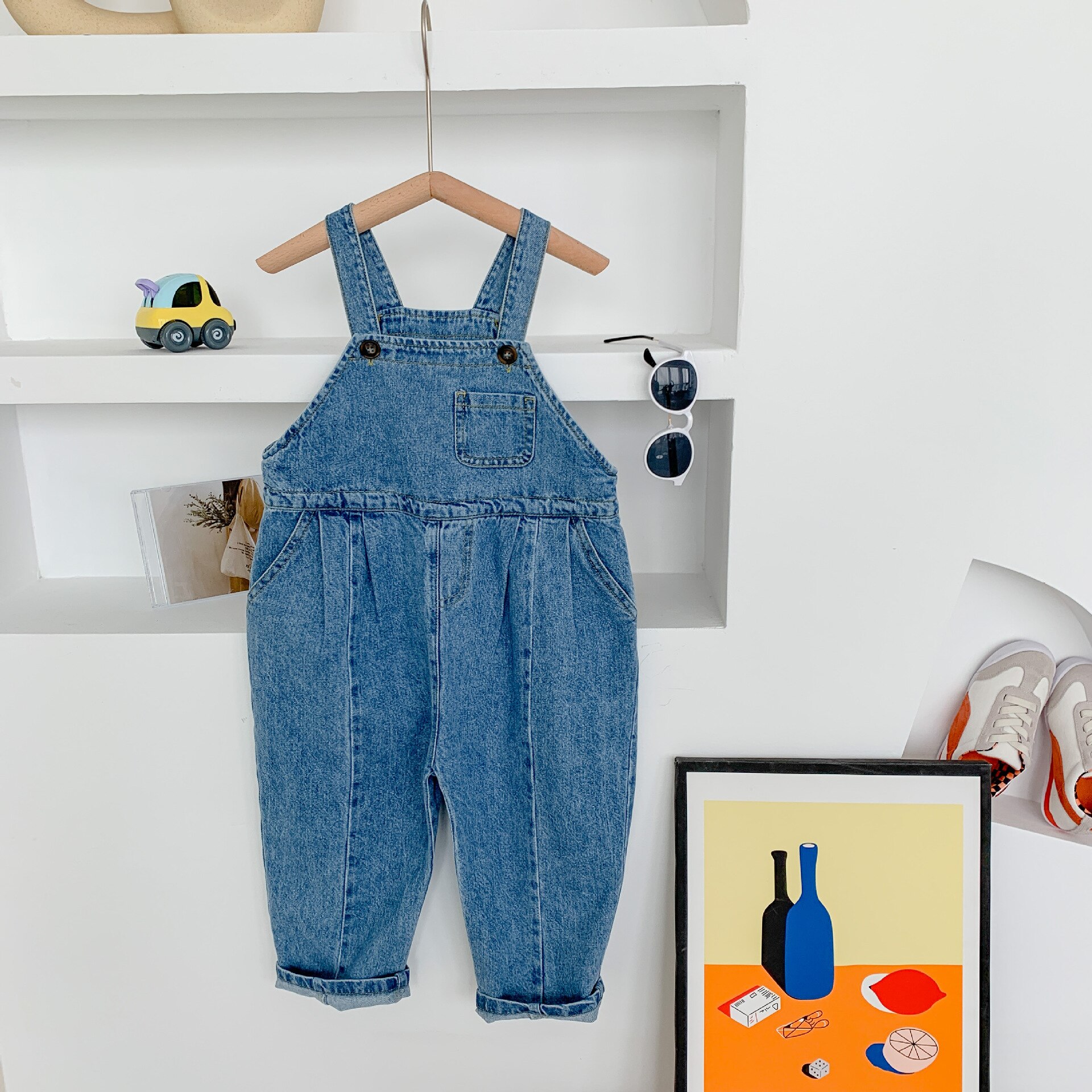 Barn jeans overall höst småbarnsdräkter pojkar byxor leggings casual småbarn flicka jumpsuit baby flicka romper: 8t(140)