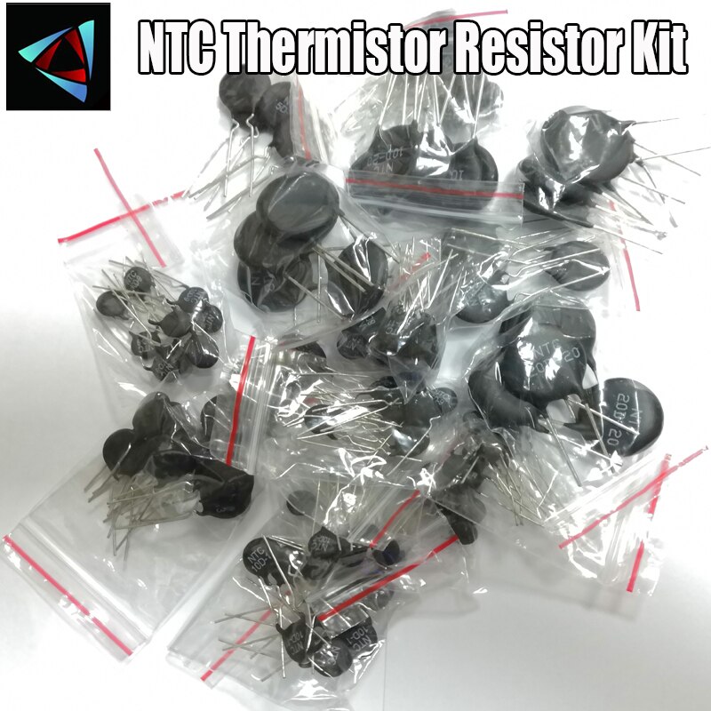 125 stk/parti 16 værdi ntc termistor modstand kit 5d-11 5d-15 8d-20 10d-7 10d-9 10d-11 20d-20 33d-7 47d-15 termisk modstand sæt