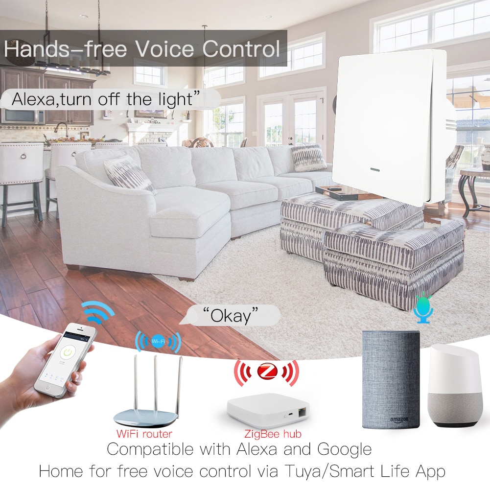 Tuya ZigBee Push Light Switch ZigBee Hub Required Smart Home Automation Wireless Remote Control Work with Tuya ZigBee Hub only