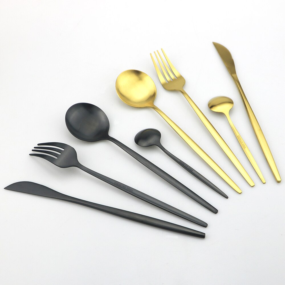 Couverts bleu en acier inoxydable 410, 24 pièces, service de table, coutellerie, cuillère, fourchette, couteau, argenterie, coutellerie